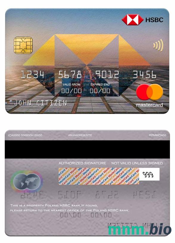Poland HSBC bank przykład karty mastercard w formacie PSD